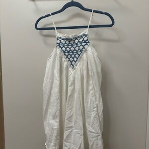 Free People White Dress with Blue Accents